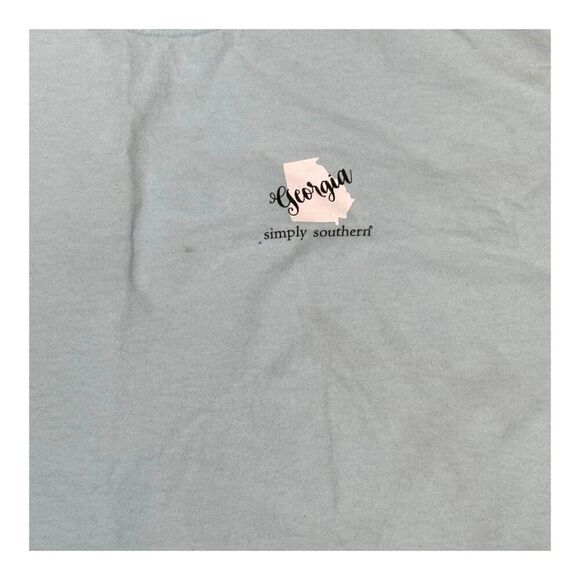 Simply Southern Georgia Map Graphic T-Shirt XXL 100% Cotton Light Blue Peaches - Picture 3 of 8